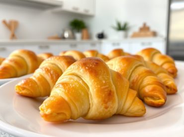 Leckere Frischkäsehörnchen, perfekt goldbraun im Airfryer zubereitet.