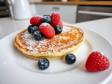 Leckere Ofenpfannkuchen, perfekt zubereitet im Airfryer für ein schnelles Frühstück.