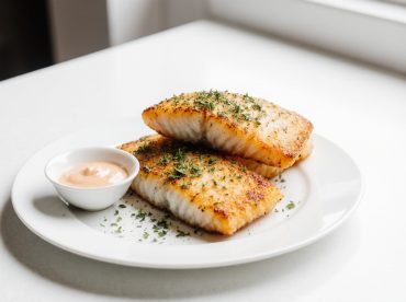 Knuspriger Backfisch, perfekt zubereitet im Airfryer für ein köstliches Essen.