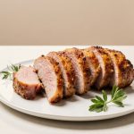 Leckeres Bauchfleisch, das perfekt im Airfryer zubereitet wurde und goldbraune Kruste hat.