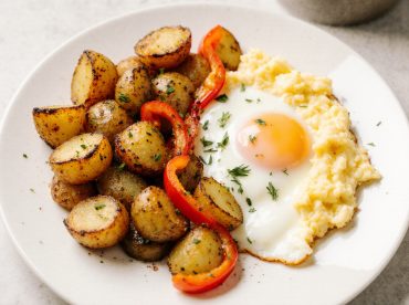 Traditionelles Bauernfrühstück, perfekt zubereitet im Airfryer für einen schnellen und leckeren Start in den Tag.