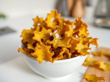 Crispy and flavorful Brennnesselchips, perfekt zubereitet im Airfryer für einen gesunden Snack.
