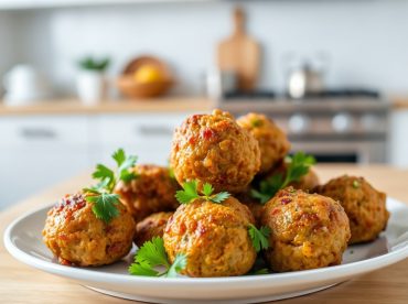 Leckere Frikadellen, die im Airfryer zubereitet wurden, perfekt knusprig und saftig.