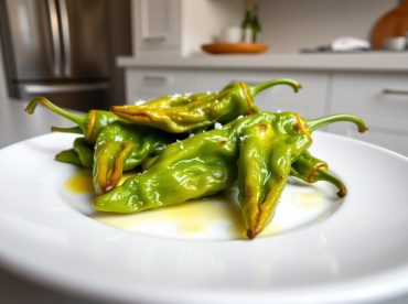 Leckere Pimientos de Padrón, knusprig zubereitet im Airfryer.