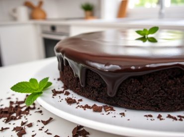 Saftiger Schokoladenkuchen, perfekt zubereitet im Airfryer für den süßen Genuss.