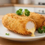 Köstliches Cordon Bleu aus der Heißluftfritteuse mit zartem Fleisch und geschmolzenem Käse.