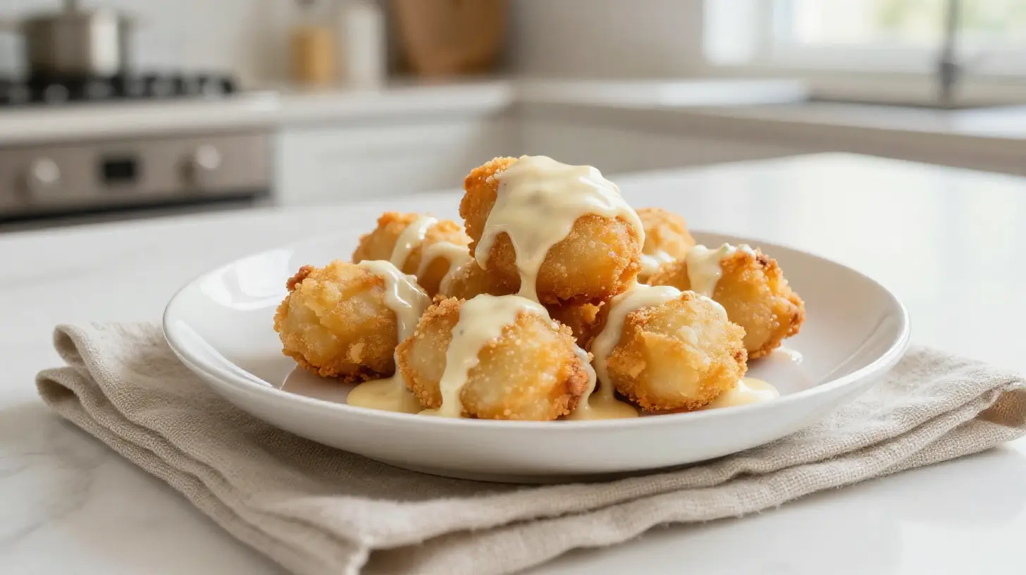Leckere Dampfnudeln aus der Heißluftfritteuse, die perfekt golden und fluffig sind.