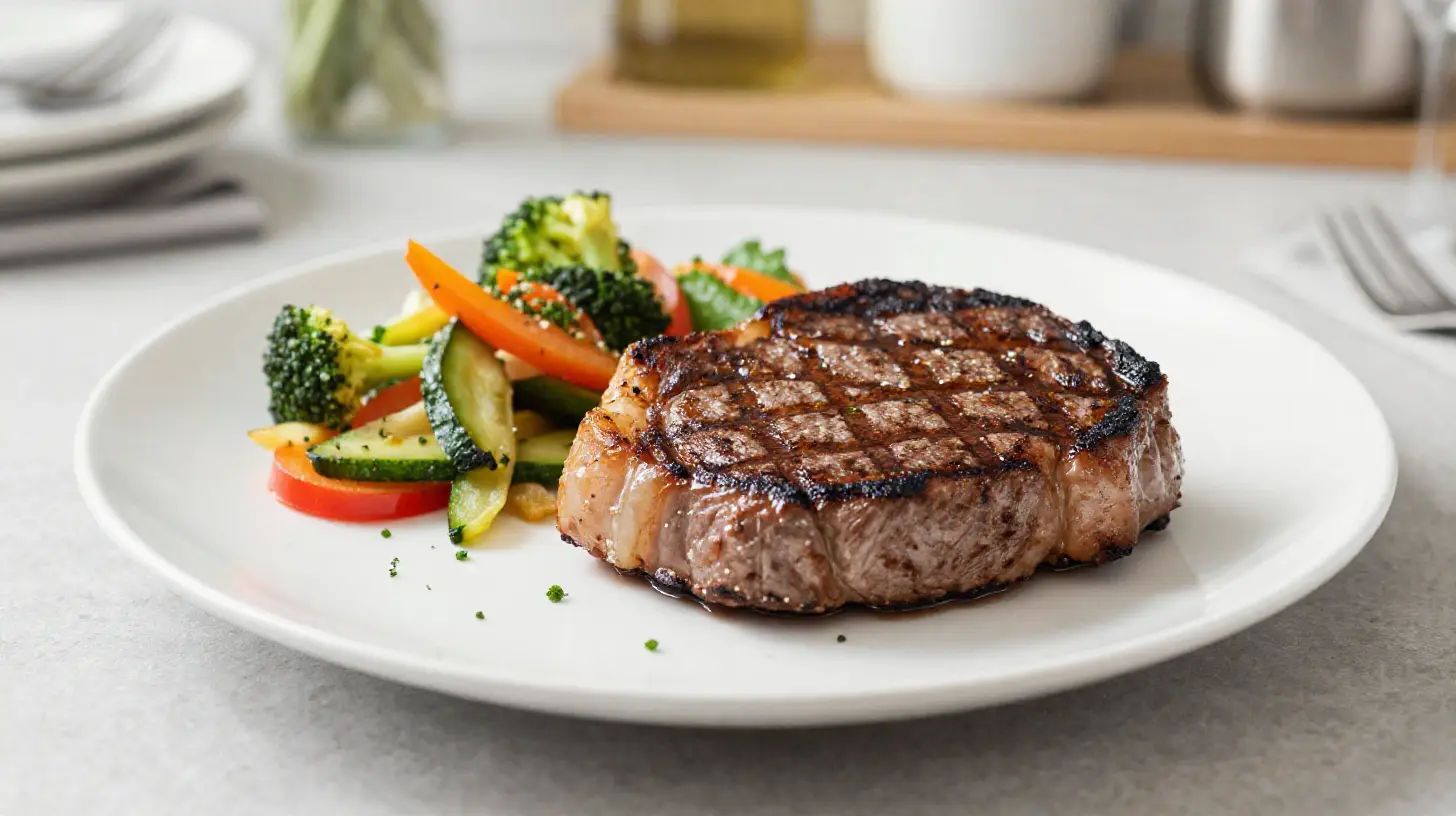 Saftiges Entrecôte, perfekt zubereitet im Airfryer für ein herzhaftes Geschmackserlebnis.